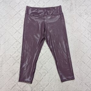 Zyia Leggings Womens 20 Purple Plum Metallic Plus Light N Tight Crop Hi-Rise
